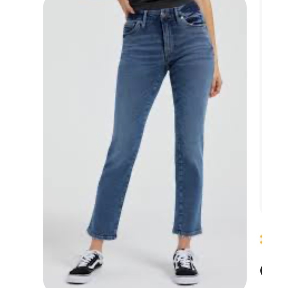Good American blue straight jeans g o indigo denim ankle size 26